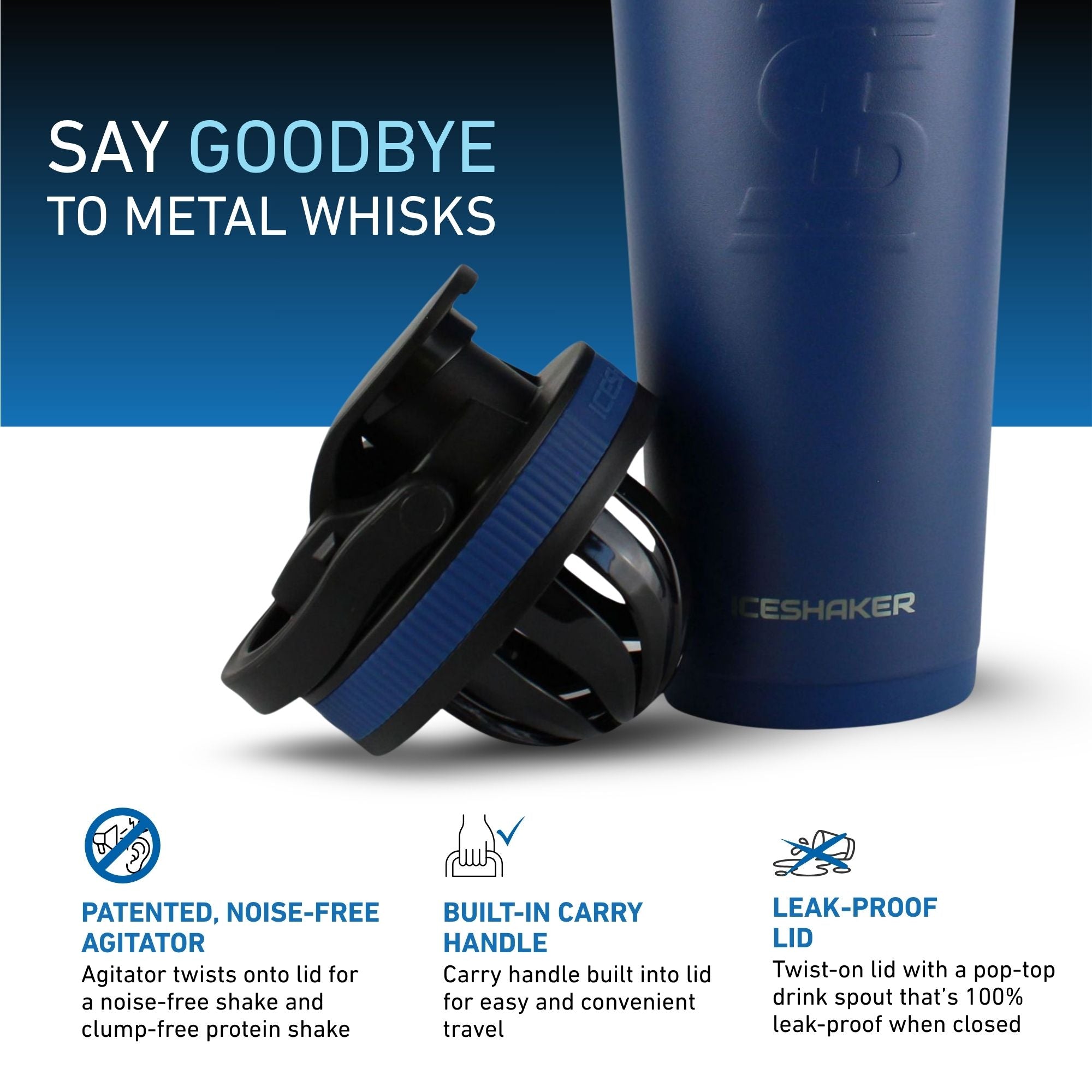 Ice Shaker Matte Series 26oz Shaker Bottle - Navy - Image 3