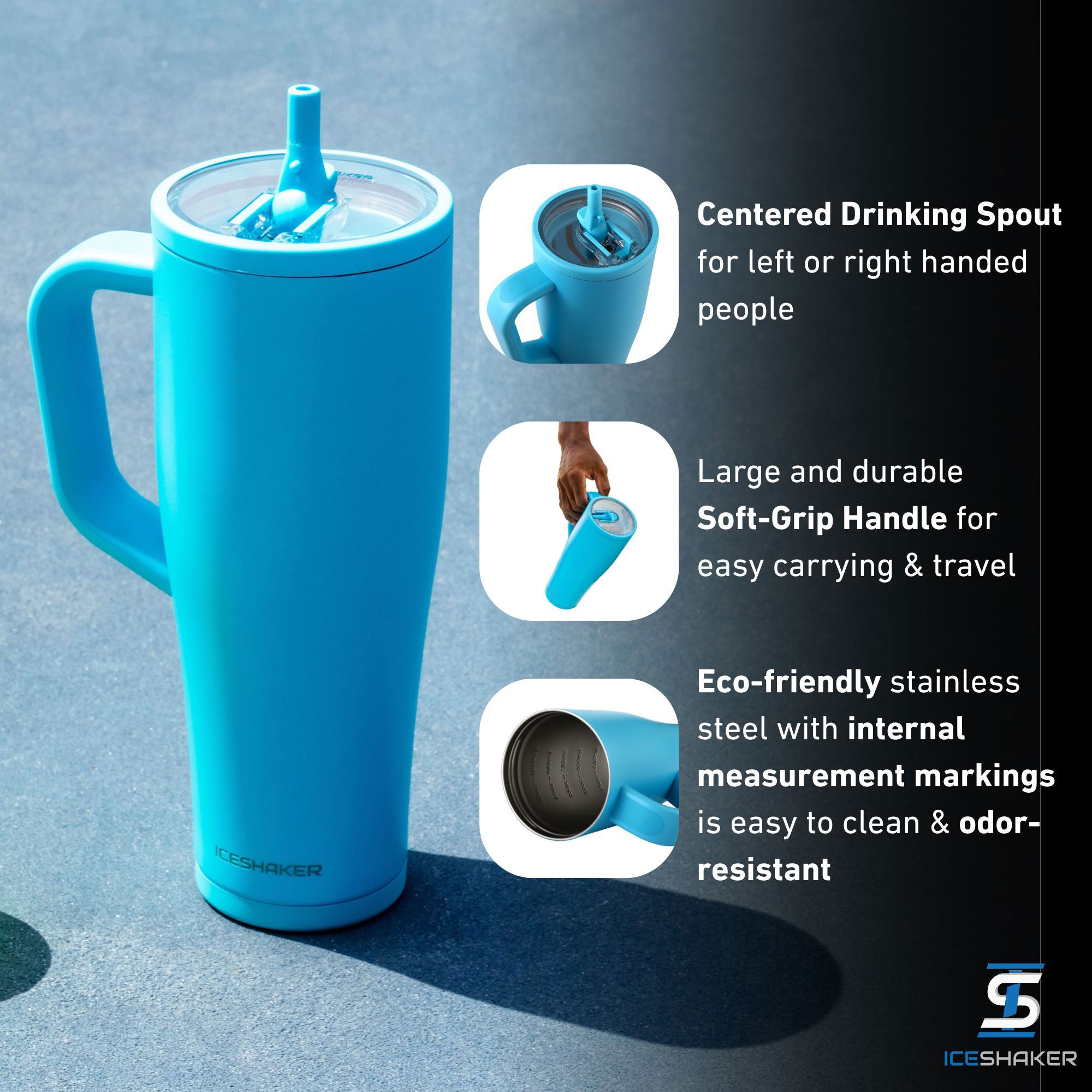 40oz Legend Series Shaker Bottle - Caribbean Blue - Image 3